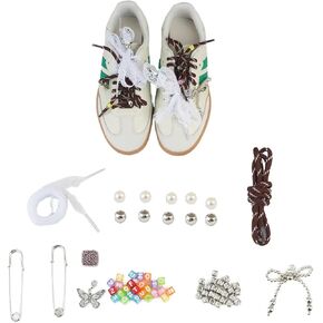 Shoe Charms - Lace & Brown Striped Shoelaces, Shoelace Charms, Shoe Accessories, Shoe Jewelry, Shoe Decoration
