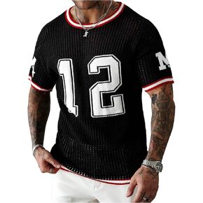 Verdusa Men's Short Sleeve Sweater Crew Neck Drop Shoulder Pullover Knit Tops