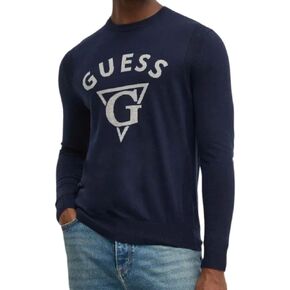 GUESS Men's Long Sleeve Edgar Logo Jacquard Sweater