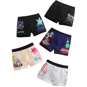 Floerns Boy's 5 Pack Cartoon Boxer Briefs Cotton Stretch Breathable Underwear