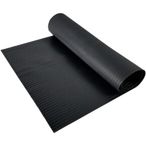 Resilia Black Plastic Floor Runner - فينيل مقاوم للماء على نطاق واسع من الأضلاع ، حصيرة حامي شديدة التحمل للأخشاب الصلبة الداخلية والأرضيات الصلبة والمرآب والمدخل والمطبخ والاستخدام في الهواء الطلق ، 36 "× 12"