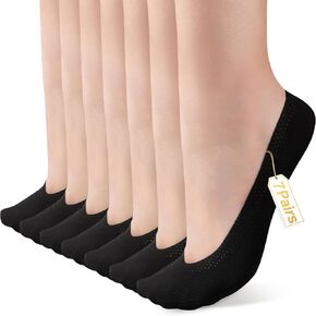 COOPLUS 7 Pairs No Show Socks Womens Ultra Low Cut Liners Non Slip Invisible Hidden Socks for Flats