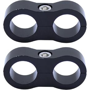 2 Pack Black AN10 10AN Billet Aluminum Nylon/Steel Braided Pipe Tube Dual Oil Fuel Water Line Hose Separator Clamp Tooling Mount