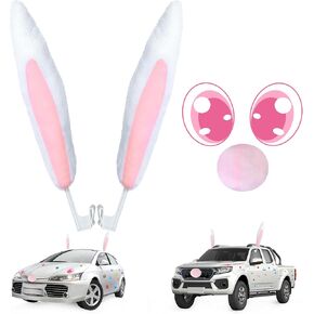 Tugaizi Easter Bunny Ears Decoration للسيارات ، وعصاف عيد الفصح مع عيون وردية الأنف ، وملحقات مركبة عيد الفصح اللطيفة