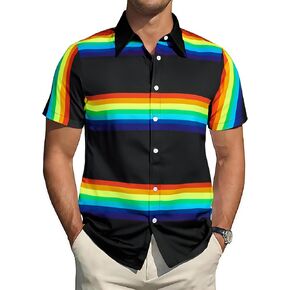 Pride Month Button Down Shirts for Men LGBT Gay Pride Rainbow Hawaiian Shirt LGBT Equality Shirt Ally Gift
