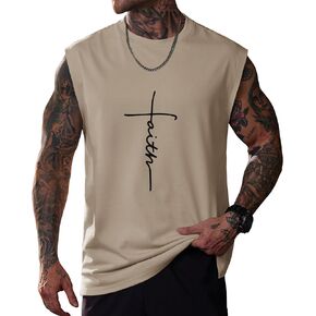 Men Graphic Muscle Tank Top Gym Workout Summer Casual Sleeveless Shirts (S-XXL)