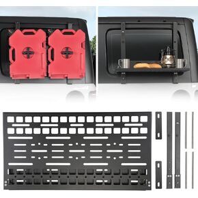 JOYTUTUS Rear Window Storage Molle Panel Kit Compatible with Wrangler JL JLU 2018-2024(Hard Top Only), Openable Camping Table Wrangler Cargo Bracket for Gas Can Mount Recovery Traction Boards Mount