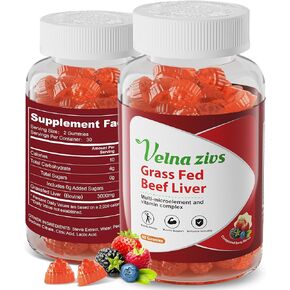 Grass Fed Beef Liver Gummies, Organic Grassfed Beef Liver Supplements for Women, Natural Iron, Vitamin A & B12, Boost Energy and Immunity, Non-GMO, Gluten Free, 60 Counts