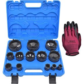 Spindle Nuts Socket Kit Ball Joints Axle Locknut Remove Install Locking Hub Socket for KM Groove Nuts, Compatible with GM, Dodge, Ford, and GMC