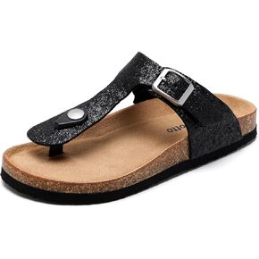 Torotto Boys Girls Glitter Slide Sandals Kids Flip Flops Cork slipper مع أحزمة قابلة للتعديل (طفل صغير/طفل صغير/طفل كبير)