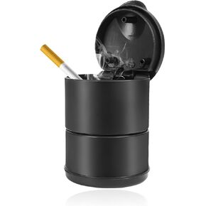 Car Ashtray with Lid, Automotive Ashtray with Lid Smell Proof, Smokeless Cigarette Ashtray Holder Cup with LED Blue Light for Most Vehicles, Universal Car Accessories