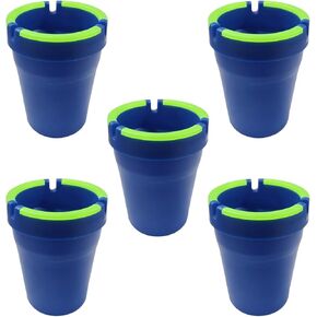 5PCS Car Glow in the Dark Butt Bucket Ashtray, Portable Self-Extinguishing Smokeless Auto Cup Ash Holder with Lid, Mini Smellproof Cigarette Trash Accessories for Home Truck Office (Pink)