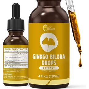 العضوية Ginkgo Biloba استخراج المكملات السائلة ، دعم الدماغ والتركيز ، امتصاص 98 ٪ ، نباتي ، غير المعدلة وراثيا ، الخالية من الكحول والغلوتين - 4 فلوريدا أوقية