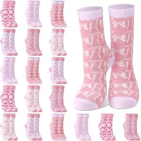 Jadive Coquette Pink Bow Socks Pink Bow Women's Inspired Novelty Socks Ornament for Birthday Day Decor Gift