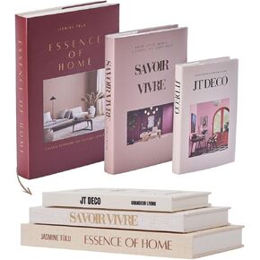 Decorative Hardcover Books Set of 3 - Fake Books for Decoration for Bookshelf, Table, Counter Decor, Coffee Table - Blank Pages, Vintage Look Paper, Foil Stamping - Removable Covers - 3 Sizes