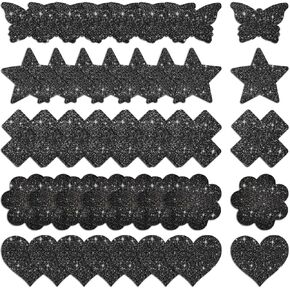 YISIBIA 40 Pcs Glitters Nipple Covers For Women Sexy Disposable Adhesive Nipple Pasties Stickers Sparkly Breast Rave Pasties (Black)
