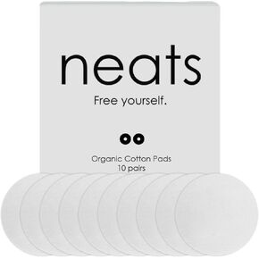 NEATS Cotton Pads for Nipple Covers - 10 pairs Disposable Organic Cotton Pads for Breast Petals, Suitable for Sensitive Skins, Extra Coverage & Pasties Protection White