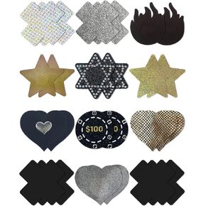 Pasties Nipple Covers Assorted Pasties Rave Outfit Nipple Stickers Rave Accessories for Women - 12 Pairs