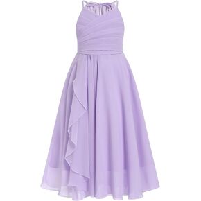 Ibtom Castle Flower Girls Dress Halter مطوية شيفون صغار وصيفات الشرف