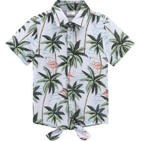 NOOMELFISH GIRLS TIE FRONT HAWAIIAN SUMPER TROPIC TROPIC TROPIC LITEVE BUNTER DOWN TOPS (5-12 years) in Saudi Arabia