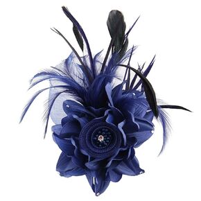 Song Qing Women's Fascinator Feather Flower Hair Clip Pin Brooch Corsage Bridal Hairband Derby Hat Cocktail Party Wedding (A01 Red)