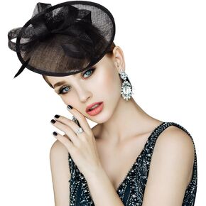 Specell Women's Fascinators Hats Headband Hair Clip Tea Party Cocktail Wedding Hats Handmade Bow Feather Derby Pillbox Hat
