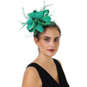 Fascinators for Women Tea Party Hat Handmade Headband Derby Hat for Wedding Church Bridal Cocktail Feathers Hair Clip