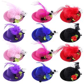 12 PCS Mini Tea Party Hats for Women ، Mini Top Hat Clips Hair Clips Clips Clip Fascinator Hate Small Hats Excalsions Clip-On Design Fancy 6 Colors ، Clips Hat Hair Clips for Favors 2.3 "