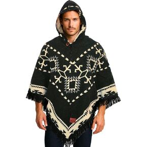 Adult Ponchos with Hood for Men – Alpaca Mens Poncho with Hood – Ponchos for Men – Traditional Alpaca Poncho