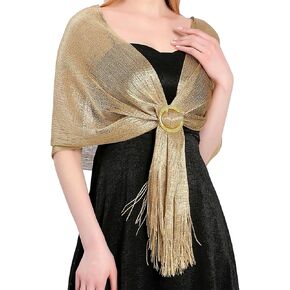 Sparkling Metallic Shawls and Wraps with Buckle Shawls and Wraps for Evening Dresses Womens Shawls and Wraps Dressy Shawls and Wraps for Evening Dresses Party Wedding Bride Bridesmaid