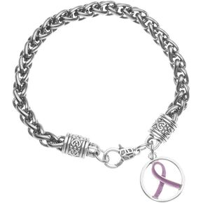 Infinity Collection Purple Ribbon Bracelet, Pancreatic Cancer Bracelet, Purple Ribbon Awareness Bracelet