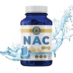 كبسولات NAC-600mg N-acetyl l-cysteine ​​| نباتي ، غير المعدلة وراثيا | يدعم الإنتاج المضاد للأكسدة وصحة الكبد والمناعة | 120 كبسولات