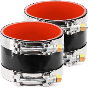 ID 2-1/4 Inch(57mm) High Temperature 4-Ply Reinforced Straight Silicone Hose Performance Coupler with 2Pcs T-Bolt Clamps Suitable High Level Turbo Pipe Connecting