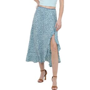 Angie Women's Midi Length Ruffle Slit Skirt