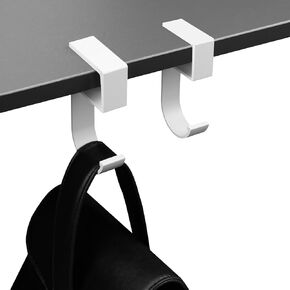 2 Pack C Shape Metal Purse Hook for Table Handbag Hanger, Purse Holder Hanger for Desk Heavy Duty, Portable Hanging Storage Table Hook for Women (Black)