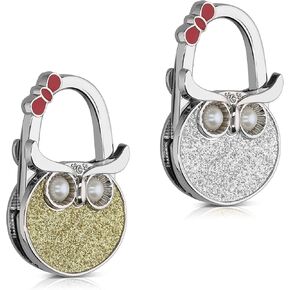 kwmobile Set of 2 Purse Hooks - Diamond Handbag Hook Black/White/Silver