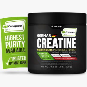 Creapure Creatine Monohydrate Powder – 10.58oz (0.66lb) (300g) German Creatine – Ultra-Pure for Strength & Recovery – 100% Made in Germany – with Scoop – Vegan, Keto-Friendly, Gluten-Free