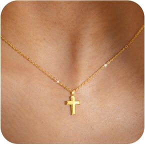 Cross Necklace for Women - 925 Sterling Silver Cross Pendant Necklaces for Girls Silver Christian Faith Choker Tiny Dainty Religious Gifts for Her Birthday Baptism Graduation