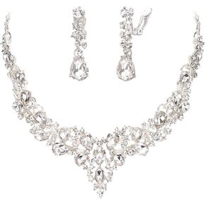 Brilove Alloy Crystal Teardrop Cluster Cluster Detsion Detlace Clip-on Strains
