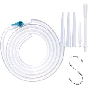 Enema Replacement Tube 6.6FT Silicone Enema Hose with 5 Reusable Nozzle Tips – Flexible Leak-Proof Enema Kit Replacement Tubing for Colon Cleansing and Detox Douche