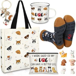 Animal Lover Gifts for Women Mother's Day Animal Themed Gifts for Mom Include Canvas Tote Bag, Makeup Bag, Socks, Keychain, Enamel Mug, Small Figurines(Butterfly)