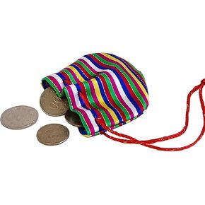 Seoulful Vintage Mini Korean Saekdong Pouches - 4-Piece Bokjumeoni Lucky Bag Set with Colorful Stripes - Hanbok Color Block Fortune Pouches