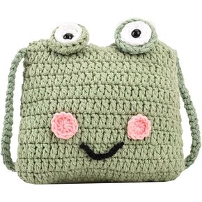 Knitted Frog Purse,Handmade Frog Wallet, kawaii Messenger Bag, Women's Coin Purses and Pouches suitability Animal Purses for Little Girls