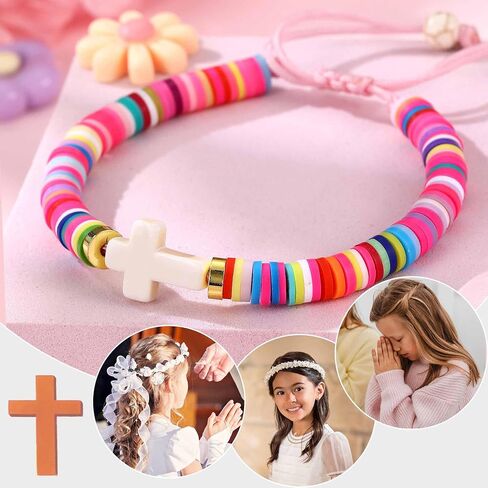 First Communion Gifts for Girls, Catholic Cross Bracelet First Holy Communion Decorations Baptism Confirmation Gifts for Daughter Granddaughter Niece Goddaughter in Saudi Arabia