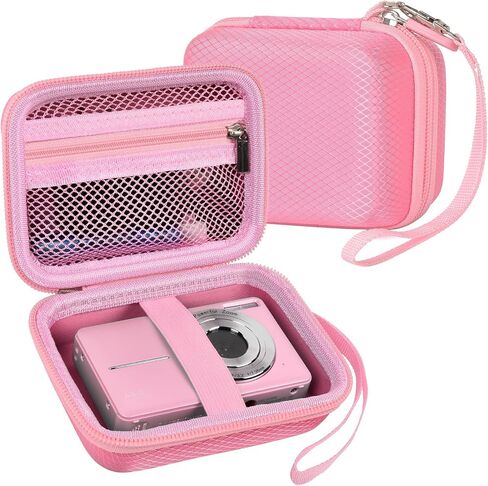 Digital Camera Case for KODAK PIXPRO FZ55/FZ45, for CAMKORY, for Canon PowerShot ELPH 180/190/360,for Sony DSCW800/W830, Hard EVA Compact Camera Bag with Mesh Pocket,Wrist Strap,Case Only(Light Pink) in Saudi Arabia