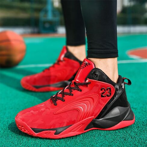 Mens Breathable Mesh High Top Basketball Shoes Fashion Running Tennis Sneakers High Rebound Non-Slip Sport Shoes in Saudi Arabia