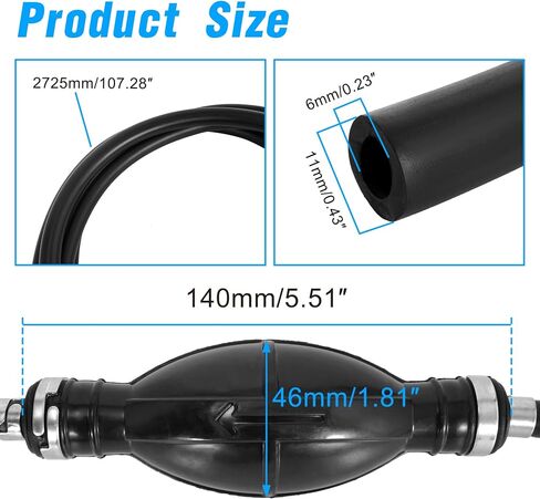 Fuel Line Assembly 1/4" 6mm Hose Line Universal Boat Fuel Line with Primer Bulb Steel Hose Clamps for Marine Outboard Boat Motor RVs in Saudi Arabia