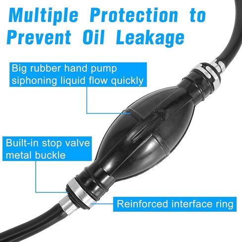 Fuel Line Assembly 1/4" 6mm Hose Line Universal Boat Fuel Line with Primer Bulb Steel Hose Clamps for Marine Outboard Boat Motor RVs in Saudi Arabia