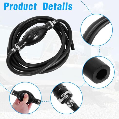 Fuel Line Assembly 1/4" 6mm Hose Line Universal Boat Fuel Line with Primer Bulb Steel Hose Clamps for Marine Outboard Boat Motor RVs in Saudi Arabia