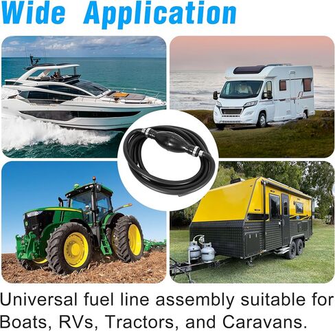Fuel Line Assembly 1/4" 6mm Hose Line Universal Boat Fuel Line with Primer Bulb Steel Hose Clamps for Marine Outboard Boat Motor RVs in Saudi Arabia